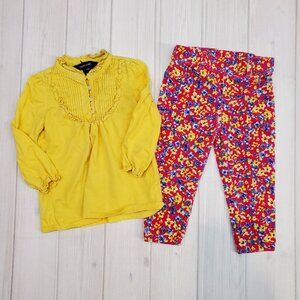 24 Months Girls Yellow Long Sleeve Top and Floral Pants - Ralph Loren